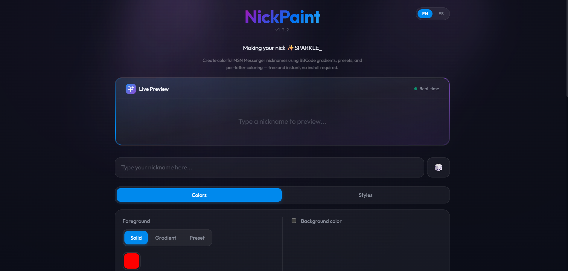 NickPaint - Editor de nicks BBCode
